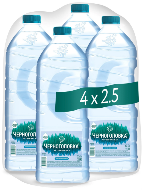 Вода Черноголовка питьевая негазированная, 2.5л x 4 шт