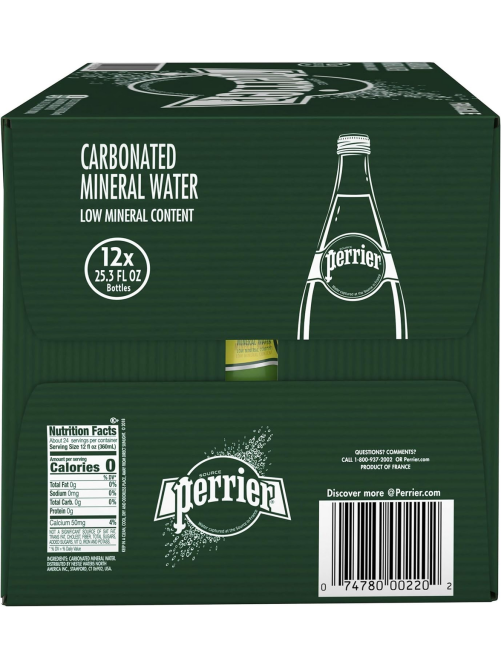 Вода Perrier минеральная газированная стекло, 750мл x 12 шт