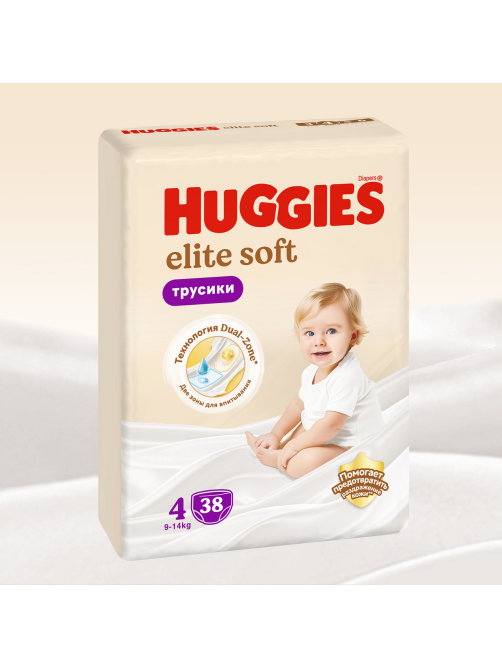 Подгузники-трусики Huggies Elite Soft 4 размер 9-14кг, 38шт