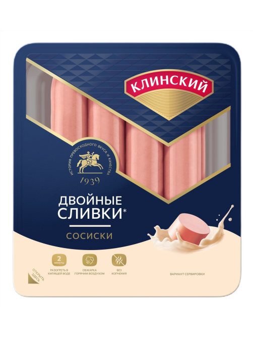 Сосиски Клинский Двойные сливки, 350г