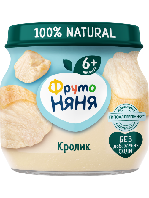 Пюре мясное детское ФрутоНяня Кролик с 6 месяцев, 80г x 6шт
