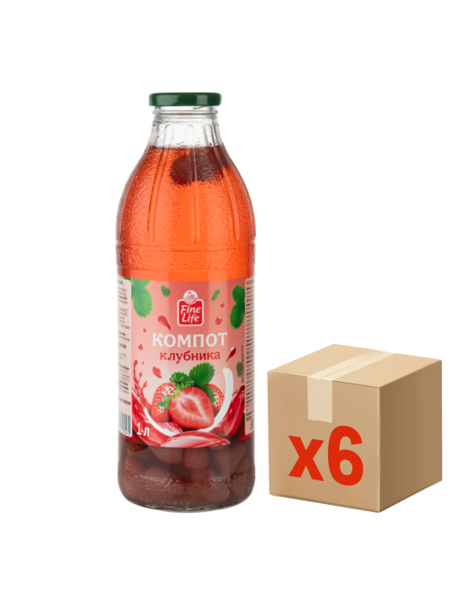 Fine Life Компот клубничный, 1л x 6 шт