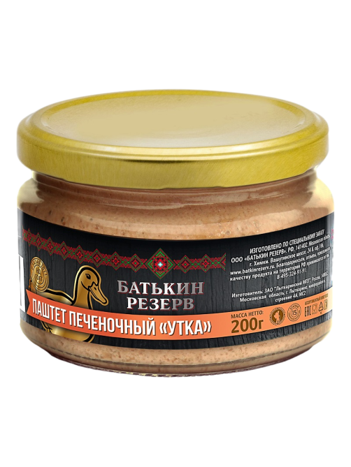 Паштет печеночный Батькин Резерв утка, 200г