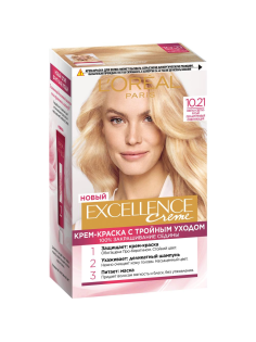 Крем-краска для волос L'Oreal Paris Excellence creme 10.21 Светло-светло русый перламутровый осветляющий, 273мл