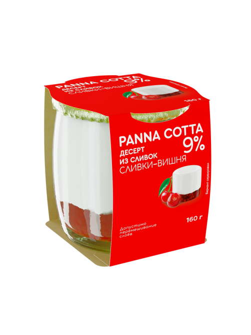 Молочный продукт Коломенское Десерт из сливок Panna Сotta Сливки-вишня 9%, 160г