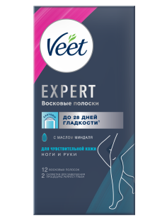 Полоски восковые Veet Expert для чувствительной кожи 12шт, 28г