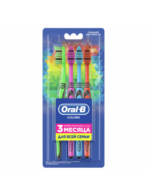 Зубная щетка Oral-B Colors средняя, 4шт