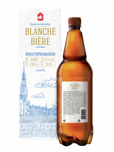 Пивной напиток Blanche Biere пшеничное белое светлое, 1л