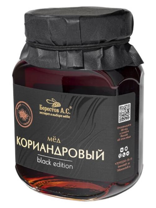 Мед Берестов А.С. натуральный Кориандровый Black edition, 500г