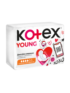 Прокладки гигиенические Kotex Young Normal для девочек, 8шт