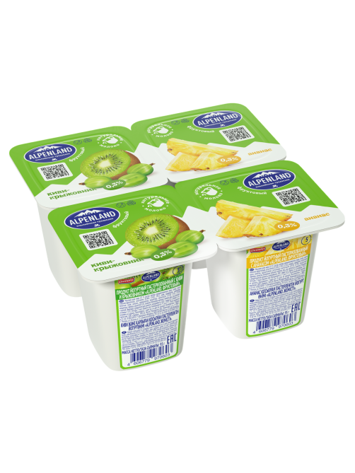 Продукт йогуртный Alpenland киви, крыжовник и ананас 0.3%, 95г