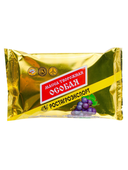 Масса творожная Ростагроэкспорт Особая с сахаром и изюмом 23%, 180г