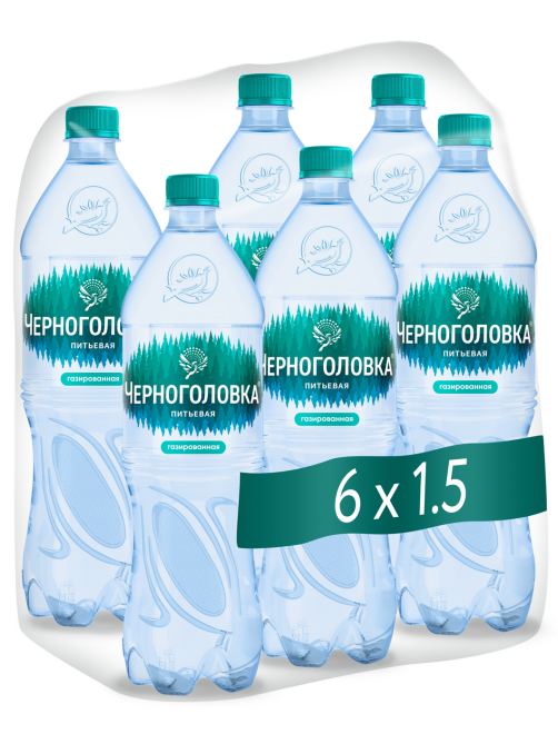 Вода Черноголовка питьевая газированная, 1.5л x 6 шт