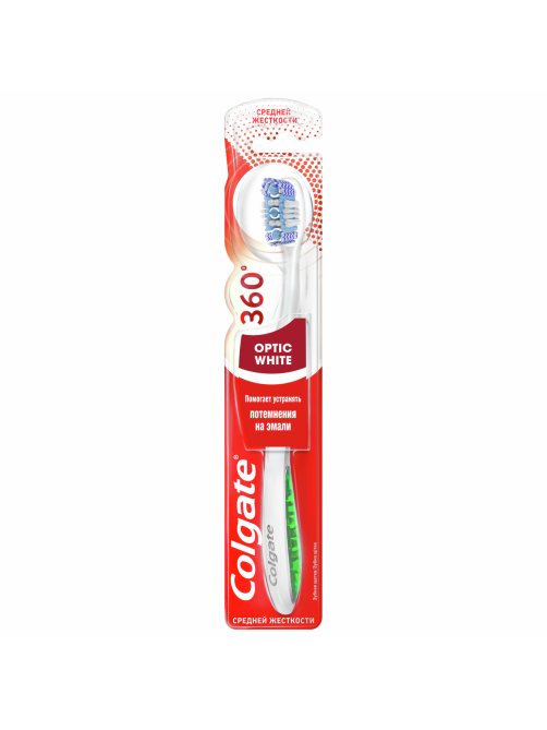 Зубная щетка Colgate Optic white отбеливающая средняя жесткость