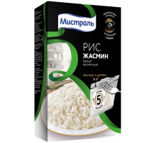 Крупа рис Мистраль Жасмин ароматный в пакетах для варки 5шт, 400г