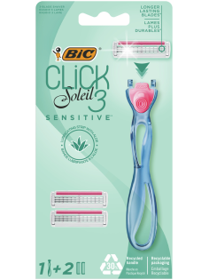 Бритва женская BIC Click 3 Soleil Sensitive 3 лезвия, 1 ручка и 2 сменные кассеты