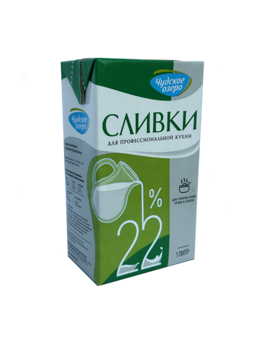 Сливки Чудское озеро ультрапастеризованные 22%, 1л