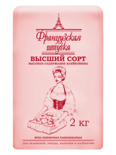 Мука Славна Французская штучка пшеничная хлебопекарная высший сорт ГОСТ, 2кг