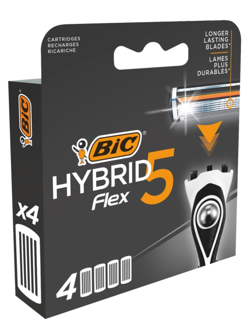Сменные кассеты для мужской бритвы BIC Flex 5 Hybrid 5 подвижных лезвий, 4 шт
