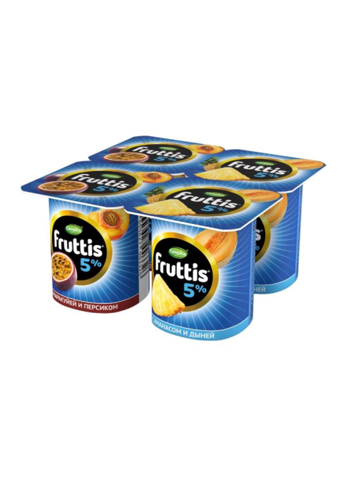 Йогуртный продукт Fruttis С маракуйей и персиком/с ананасом и дыней 5%, 115г