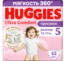 Подгузники-трусики Huggies Ultra Comfort для девочек №5 12-17кг, 42шт