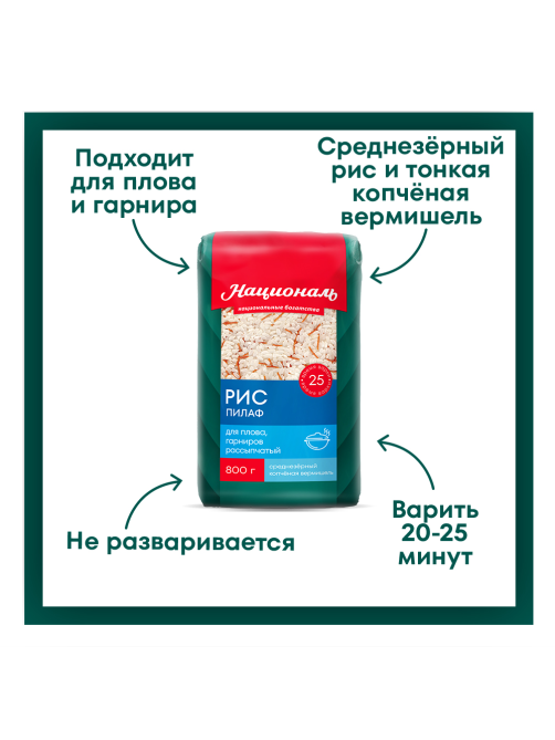 Крупа рис Националь Пилаф, 800г