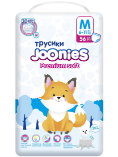 Подгузники-трусики Joonies Premium Soft размер M 6-11кг, 56шт