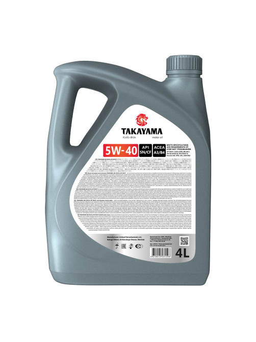 Масло моторное Takayama Sae 5W-40 синтетическое, 4л