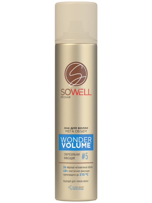Лак для волос SoWell Wonder Volume Мега объем от корней сверхсильной фиксации, 300мл