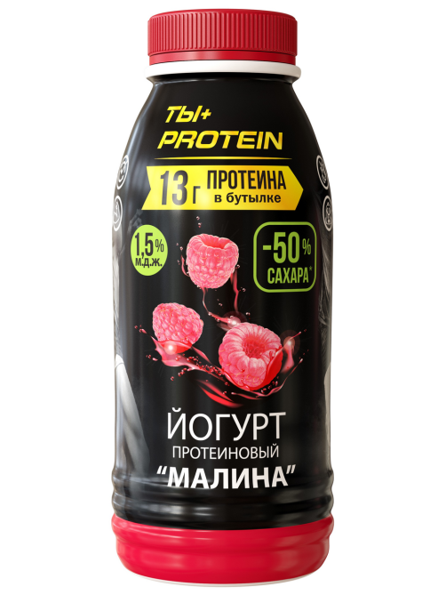 Йогурт питьевой Ростагроэкспорт протеиновый малина 1.5%, 290г
