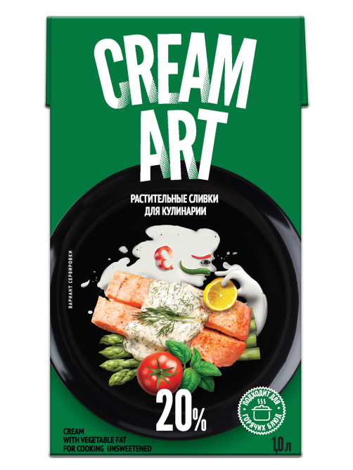 Крем Creamart ультрапастеризованный на растительных маслах для соусов 20%, 1л
