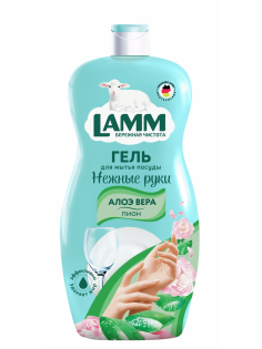 Гель для мытья посуды Lamm Нежные руки алоэ вера и пион, 900мл