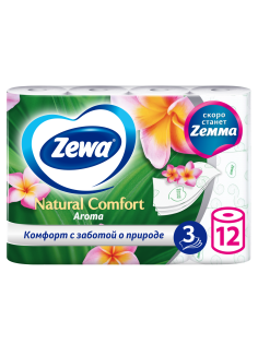 Туалетная бумага Zewa Natural Comfort ароматическая 3 слоя 12 рулонов
