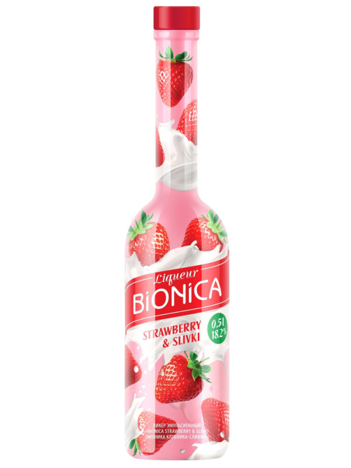 Ликер Bionica эмульсионный клубника и сливки, 0.5л