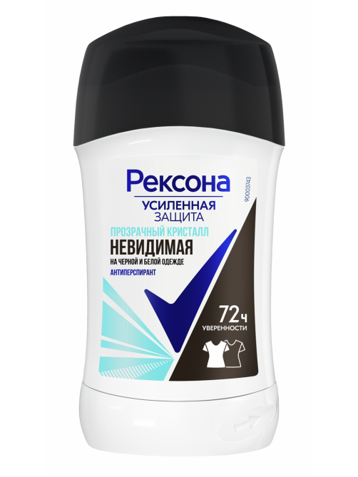 Антиперспирант-стик Рексона Прозрачный кристалл Невидимая на черной и белой одежде, 40мл