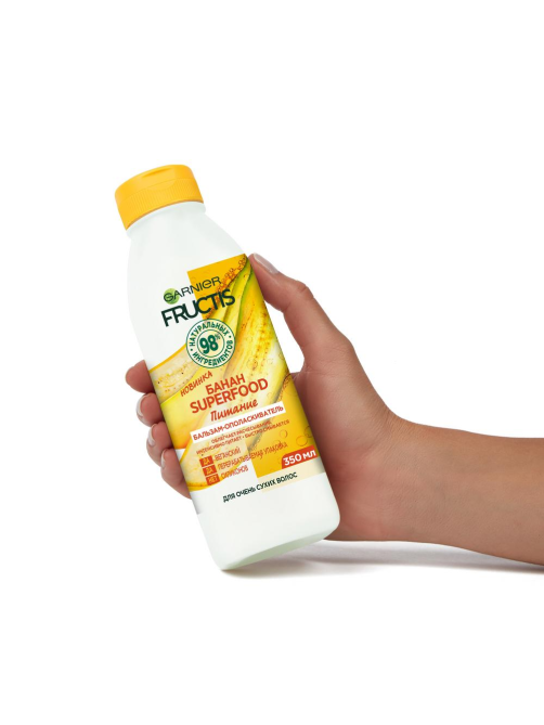 Бальзам-ополаскиватель для волос Garnier Fructis Superfood Банан питание для очень сухих волос, 350мл