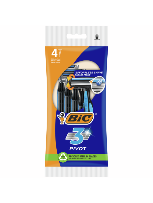 Бритва одноразовая мужская BIC 3 с плавающей головкой, 4 шт