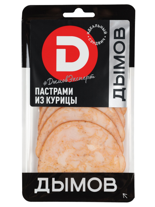 Пастрами из курицы Дымов варено-копченая нарезка, 70г