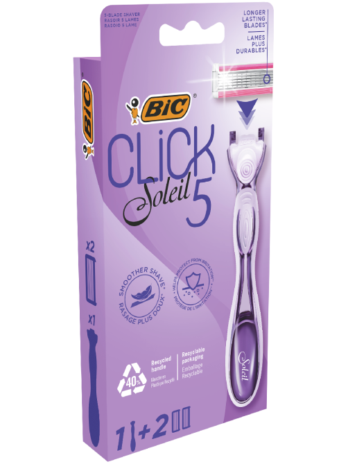 Бритва женская BIC Click 5 Soleil 5 лезвий, 1 ручка и 2 сменные кассеты