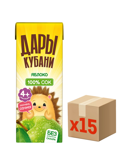 Сок детский Дары Кубани яблочный, 200мл x 15 шт