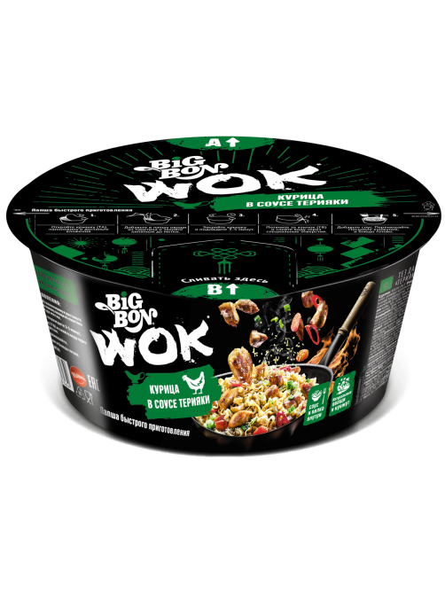 Лапша быстрого приготовления Big Bon курица-соус терияки Wok, 85г