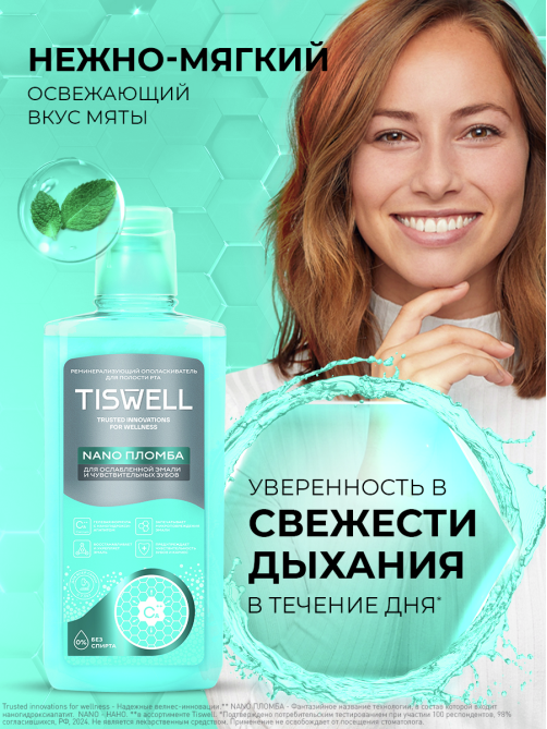 Ополаскиватель для полости рта Tiswell Nano пломба, 500мл