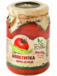 Перец EcoFood Аппетитка острый в томатном соусе, 750г