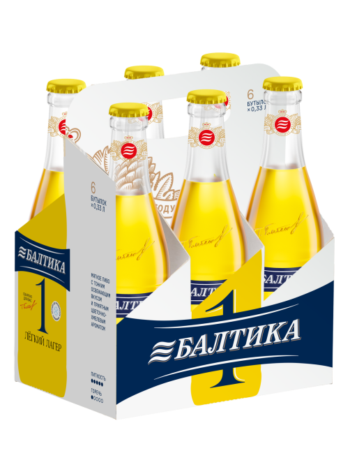 Пиво Балтика №1 легкий лагер светлое, 0.33л