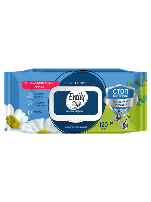 Салфетки влажные Emily Style антибактериальный эффект, 120шт