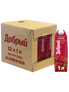Морс Добрый виноград и клюква, 1л x 12 шт
