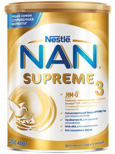 Сухая молочная смесь NAN 3 Supreme с 12 месяцев, 400г
