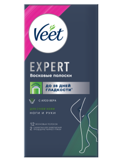Полоски восковые Veet Expert для сухой кожи 12шт, 28г