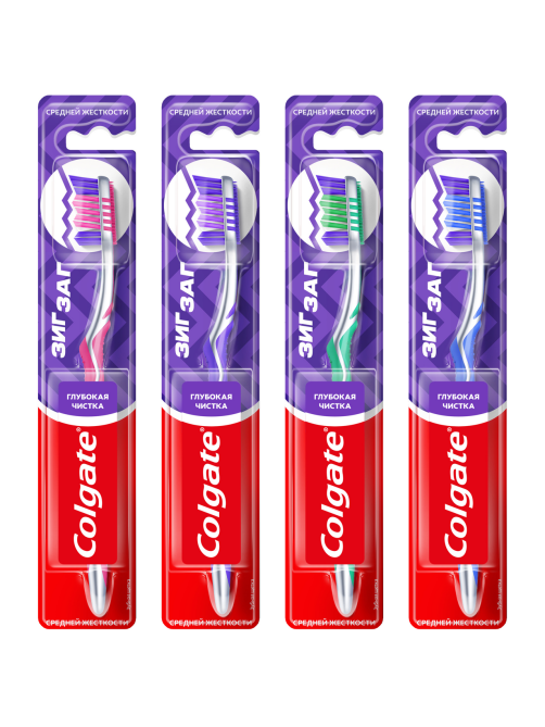 Зубная щетка Colgate Зиг Заг многофункциональная, средней жесткости розовая
