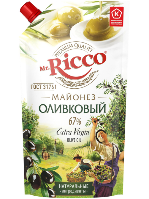 Майонез Mr. Ricco Extra Virgin оливковый 67%, 400г